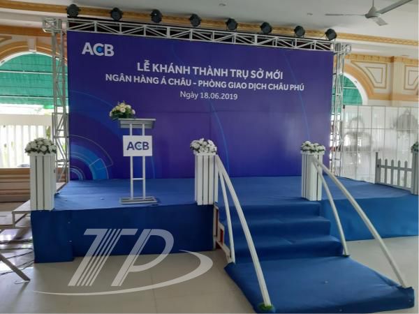 Thi công backdrop lễ khánh thành trụ sở mới ngân hàng Á Châu